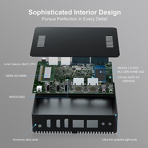 Mini-PC VENOEN mit lüfterlosem Design und Intel J6412 Prozessor