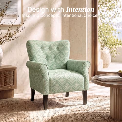 Image of BELLEZE Set of 2 Upholstered Accent Chair - Frond Green