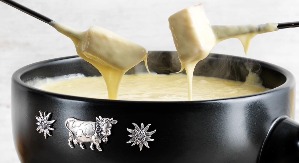 Kuhn Rikon Service à Fondue en Argile Blanche 23 cm pour Induction