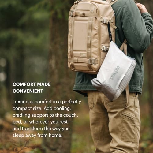 Purple Harmony Anywhere Pillow - Travel/On-The-Go, Hex Grid & Talalay Latex Core - No Pressure Support, Stays Cool, Compact & Lightweight for Easy Travel