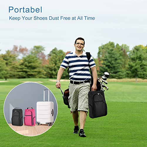 Tragbare schuhtasche Golf, Premium Fußball Schuhbeutel Soccer Shoe Bag mit 3 Reißverschluss-Taschen Geeignet für Herren, Damen, Jungen, Mädchen, Sport (Schwarz)