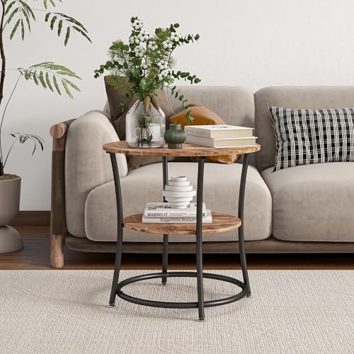 BORPHOM Round Coffee Table,Sofa Side Table,End Table with Metal F...