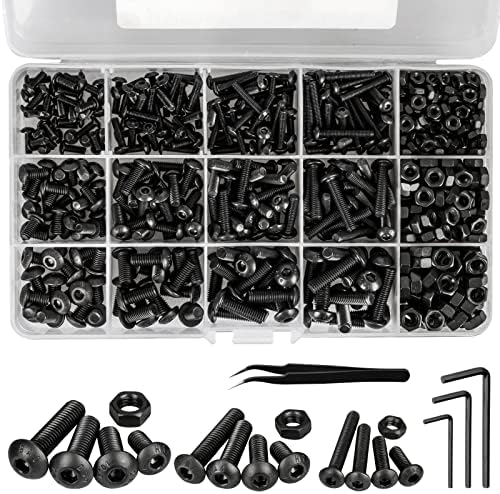 Hakkin Nuts and Bolts 1080Pcs M2 M3 M4 Hex Socket Head Cap Screws 304 Stainless Steel Nut Assortment Hex Socket Machine Screws Hex Socket Bolts Nuts and Washers Assortment Kit