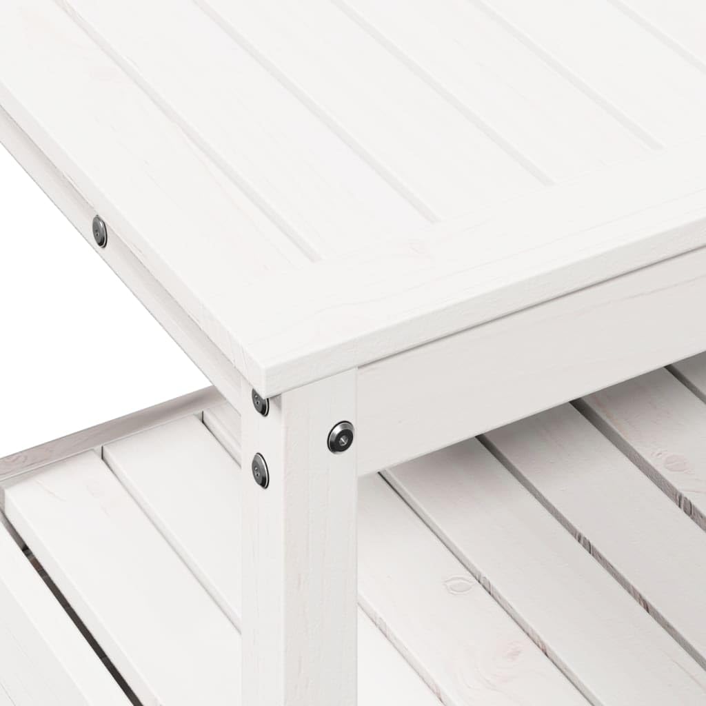 vidaXL Tavolo Invaso con Ripiani Bianco 82,5x45x81 cm Massello Pino