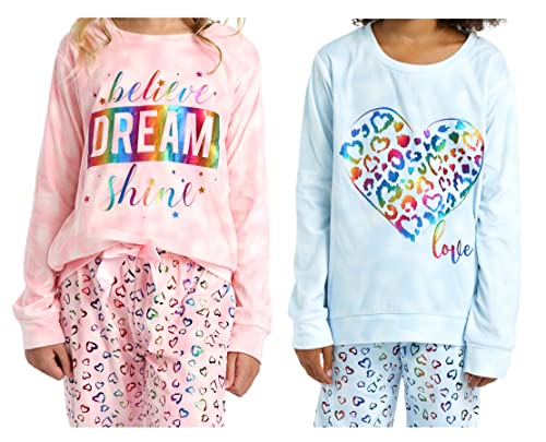Sleep On It Girls Velour Pajama Set 2-Piece Long Sleeve Top and Pants Sleepwear Kids Loungewear for Girls Sizes 7-164