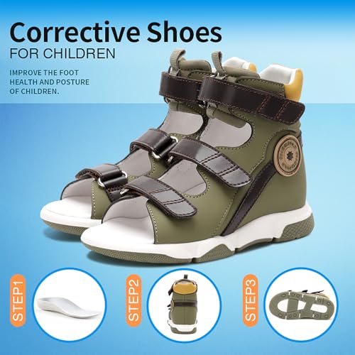 princepard Toddlers Orthopedic Sandals with Arch and Ankle Support,High-top Corrective Shoes for Kids3