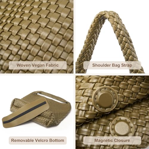 Image of MELOLILA Large Woven Tote Bag for Women Weave Purse Woven Leather Handbag
