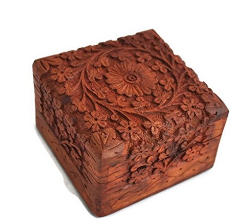 storeindya Sale Beautifully Hand Carved Wooden Keepsake Box Jewellery Chest Organiser Unique Gift Ideas for Men & Women (Design 9) 'Due to nature of the material and dye used, item may come in different shades of brown' - Cosy Home Interiors storeindya Sale Beautifully Hand Carved Wooden Keepsake Box Jewellery Chest Organiser Unique Gift Ideas for Men & Women (Design 9) 'Due to nature of the material and dye used, item may come in different shades of brown' - Image 4
