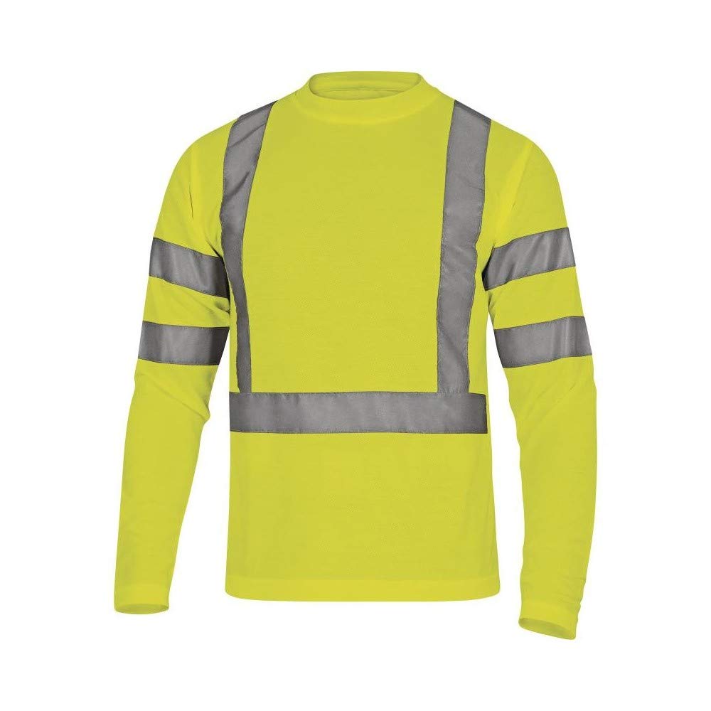 Deltaplus STARJA3X Hv-Langarm-Tee-Shirt, Piquee-Strick, 100% Polyester 235 G/M², Neongelb, Größe 3XL