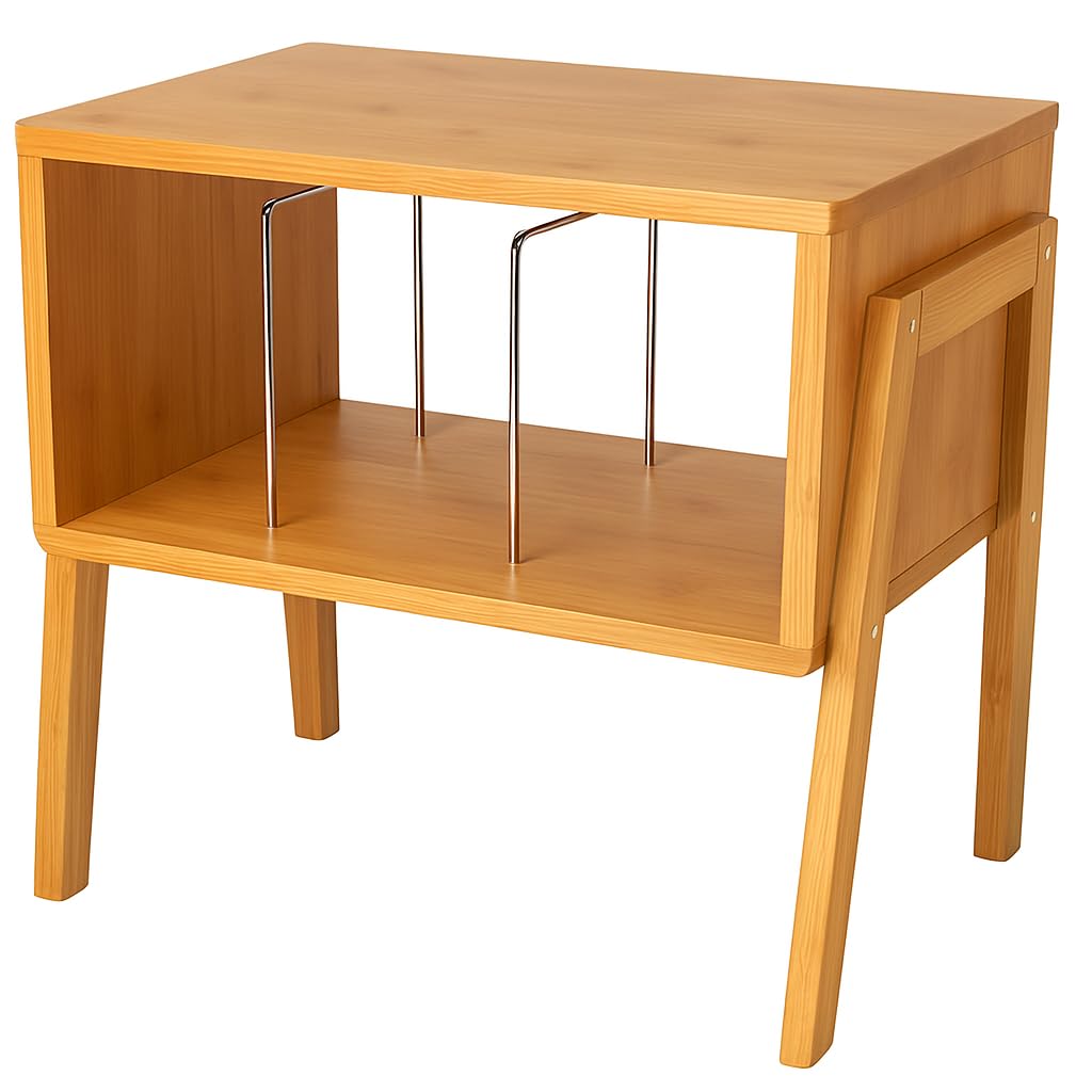 Bamboo Stackable End Table Nightstand - Living Room Small Side Table Modern Wood Bedside Tables for Bedroom with