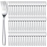 100 Pieces Dinner Forks Bulk Set 6.9 Inches Stainless Steel Forks Silverware Flatware Fork Salad Forks Table Fork Mirror Polished for Home Kitchen Restaurant Eating Silverware Utensils (Cute Style)