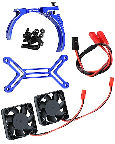 Rcarmumb 40mm Cooling Fan Upgrades Part for 1/5 ARRMA TRX4 RC Car,Brushed Brushless 15000 RPM High Speed Cooling Fan Heatsink with 56-58mm Adjustable Mount for 1717 5687 56113 2028 Motor,Navy Blue