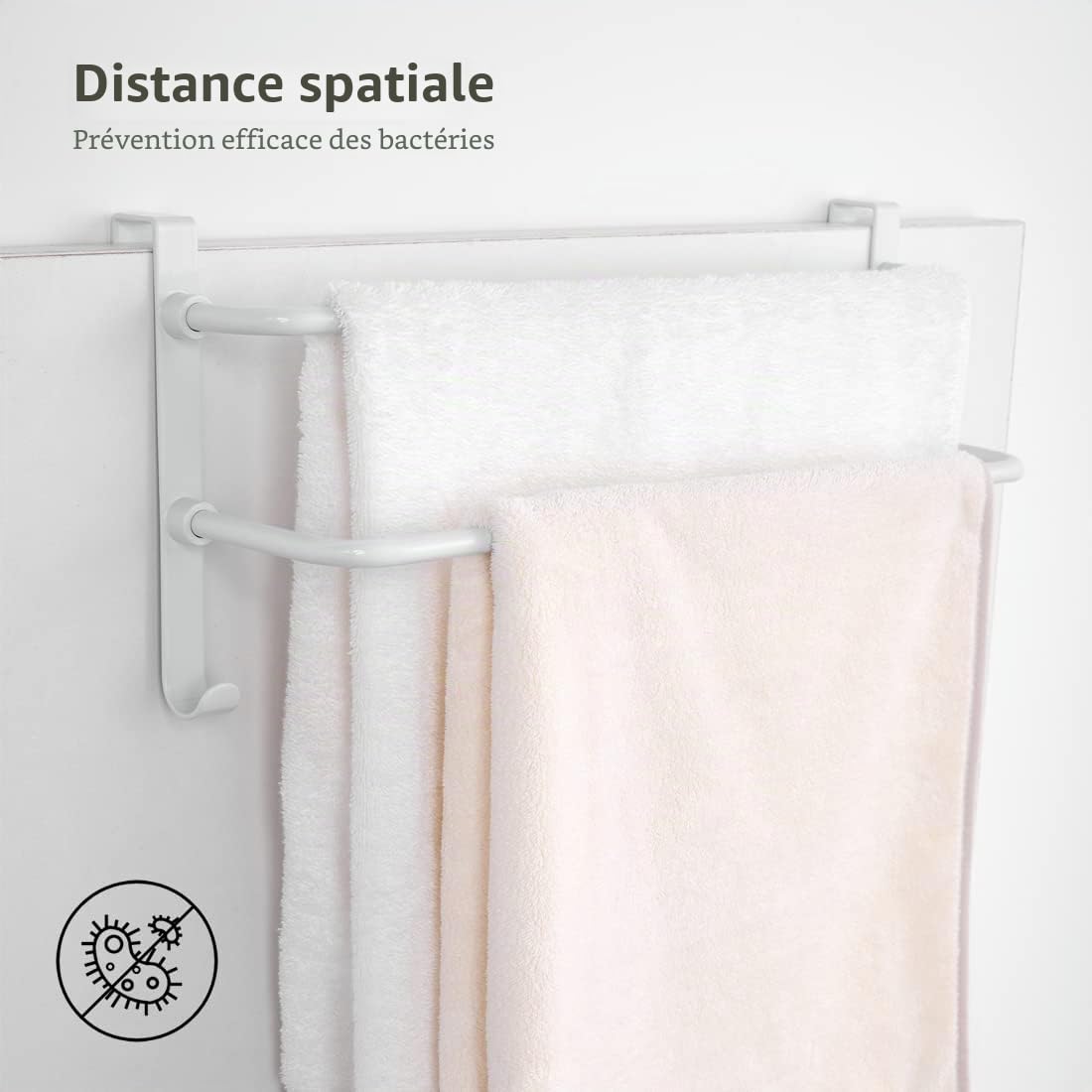 EMKE Double Porte-Serviettes, Porte-Serviettes à Suspendre sur la Porte de la Salle de Bain avec Crochets, en Acier Inoxydable, Grand Espace pour Cuisine, Toilettes, hôtel, Salle de Douche, radiateur