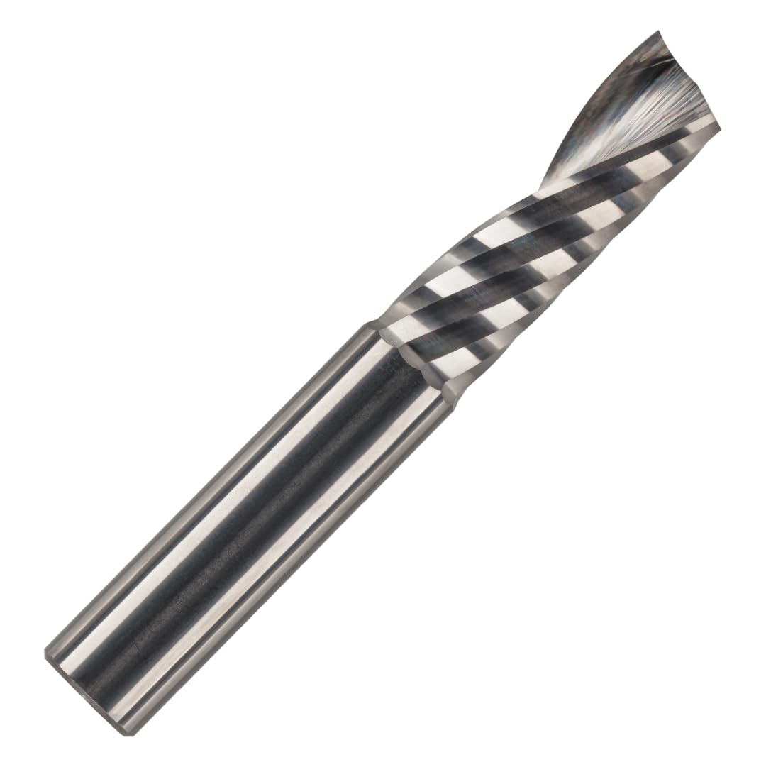 Rennie Tools - 10mm Cutting Diameter x 28mm Flute x 10mm Shank Single Flute (O Flute) Solid Carbide Up Cut Spiral Router Cutter Bit For ACM Aluminum Acrylic PVC MDF Plastic Endmill/End Mill — image 1
