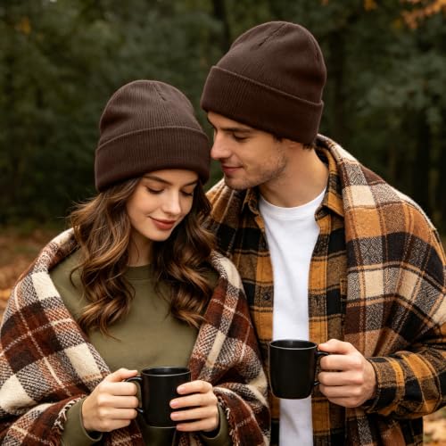 Image of ZOORON Beanie for Women Men Ski Watch Cap Cuffed Plain Skull Knit Hat Soft Fisherman Winter Hat