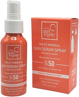 Milky Mineral Sun Serum Spray for Face & Body - Broad Spectrum SPF 50, 3.4oz - Exp 07/31/2026