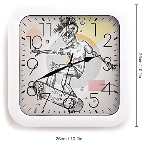 Pendule squelette moderne skateboard, idée cadeau originale pour ado