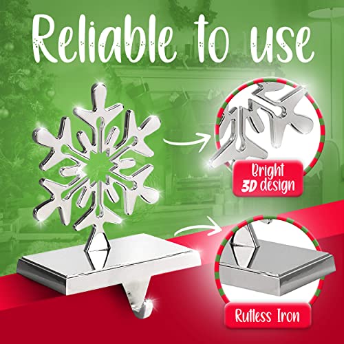 Christmas-Stocking-Hangers-for-Mantle-Set-of-4-Chrome-Silver-Weighted-Snowflake-Stocking-Holders-for-Mantle-Mantel-Stocking-Holder-So-Santa-Can-Reach-The-Stockings Christmas Stocking Hangers for Mantle Set of 4 Chrome Silver Weighted Snowflake Stocking Holders for Mantle Mantel Stocking Holder So Santa Can Reach The Stockings
