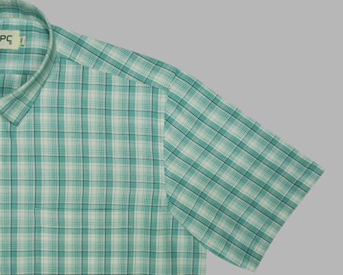 Image of GHPC Cotton Checkered Half Sleeves Regular Fit Formal Shirt for Men