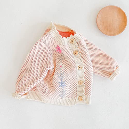 Image of Simplee kids Baby Girl Thin Sweater Solid White Pink Cardigans for Toddler 0-3Years