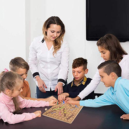 Gamie Wooden Snakes And Ladders Board Game, Complete Set With Board, 4 Pegs, And 1 Die, Classic Fun For Family Game Night And Classroom, Best Birthday Gift Idea For Boys And Girls #TOP5