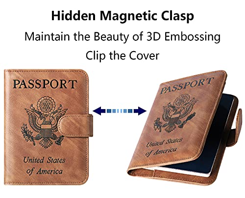 Passport And Vaccine Card Holder Combo Passport Holder Cover Wallet Case Leather Travel Wallet Rfid Blocking For Men Women (2#Brown) #TOP4