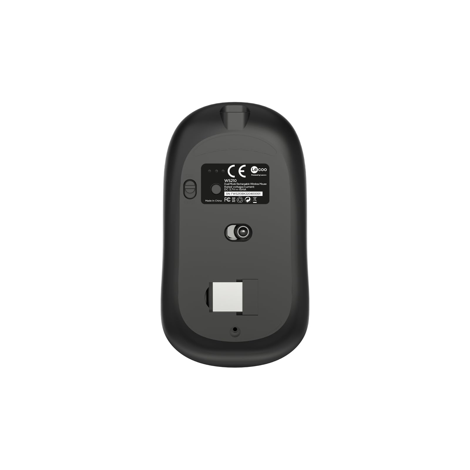 Lenovo lecoo WS210 Dual Mode RGB 2.4GHz WiFi+ Bluetooth per destrorsi e mancini compatibile con Windows, Linux e Mac 1600DPI 6 tasti di ricarica silenzioso compatto wireless mouse ottico nero