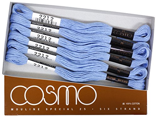 cosmo 25番刺しゅう糸 8m束 Col.2212 水色 系 1箱 6束入り