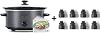 KOOC 4-Quart Slow Cooker, Free Liners Included for Easy Clean-up, 3 Temperature Settings, Grey KOOC Rubber Feet for Slow Cookers 5QT 7QT and 8.5 QT Pot Insert Accessories 8 Packs