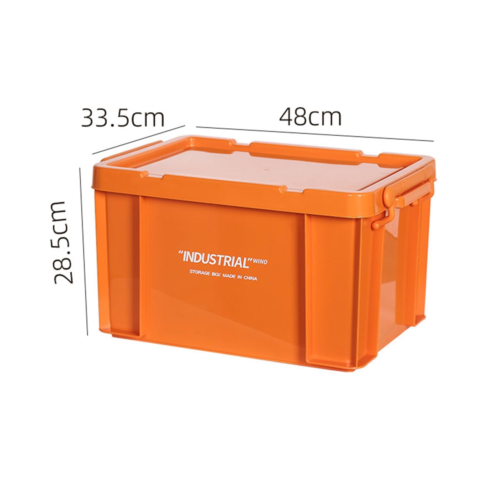 Aufbewahrungsbox Vielseitiger Stapelbarer Lagerbehälter Robuste Kiste mit Deckel PP für Werkstattbedarf Heimlagerung Büroorganisation Auto, Orange