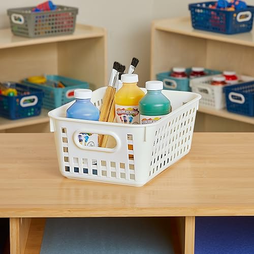 Image of Really Good Stuff Medium Plastic Book Baskets, 11 inch by 7.5 inch by 4.5 inch, 6-Pack | Neon Group Colors, Versatile Storage Solution for Classroom, Home, & Office