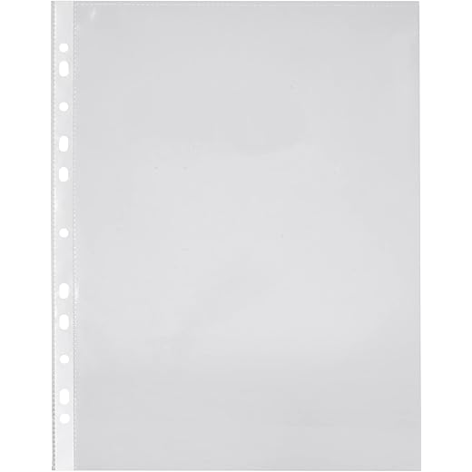 Amazon Brand - Solimo Transparent Document Sleeves, Leaf Sheet Clear Certificates/Waterproof Sheet Protectors 11 Holes Punched Ring Files (A4 Size) (150 Micron, A4)