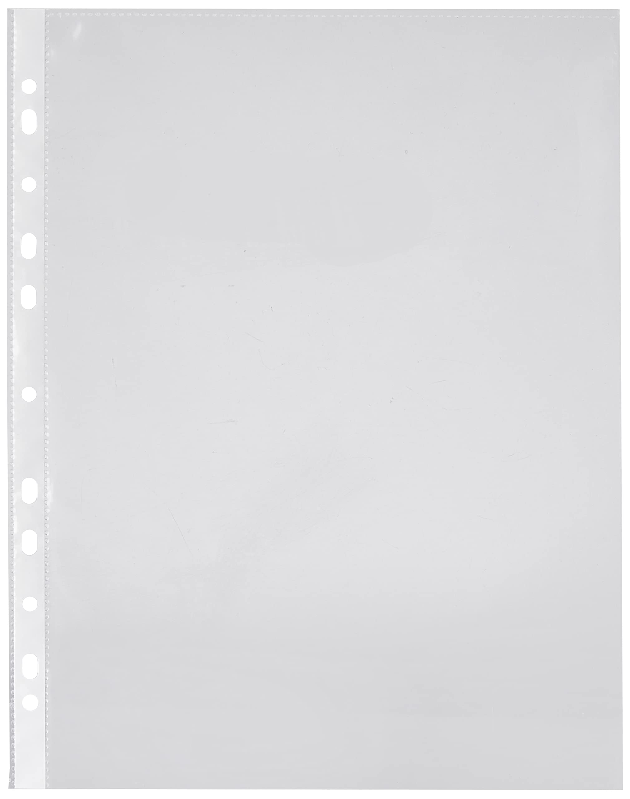 Amazon Brand - Solimo Transparent Document Sleeves, Leaf Sheet Clear Certificates/Waterproof Sheet Protectors 11 Holes Punched Ring Files (A4 Size) (150 Micron, A4)
