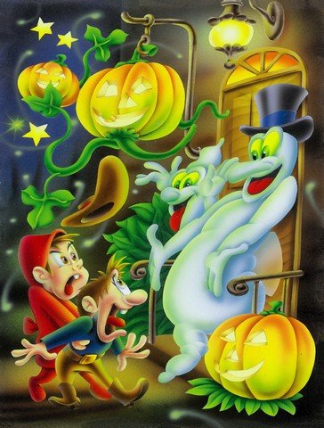 Scary Ghosts & Halloween Trick or Treaters Flag Canvas House Size