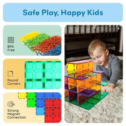 Image of PicassoTiles Magnetic Building Block Tiles Supersize Stabilizer Base Toy Large Size Magnet Tile Plate Jumbo XL Add On Durable Foundation Compatible Education Construction STEM Learning Stacking Set