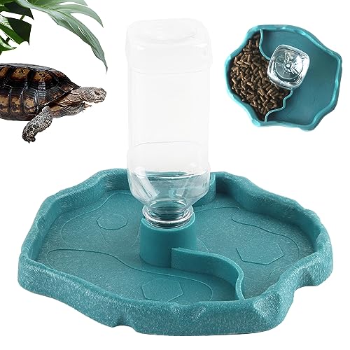 ACTOYS Bebedero Reptiles, 2 en 1 Juego de Tazones de Agua de Tortuga, Reptil Bebiendo Agua + Cuenco...
