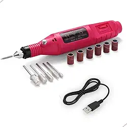 Lixa de Unha Elétrica Profissional Manicure e Pedicure Bivolt 110/220V Velocidade Ajustável Portátil Leve Kit 5 Brocas + Ponta Lixa Polir Modelar Remover Cutículas Uso Doméstico e Salão