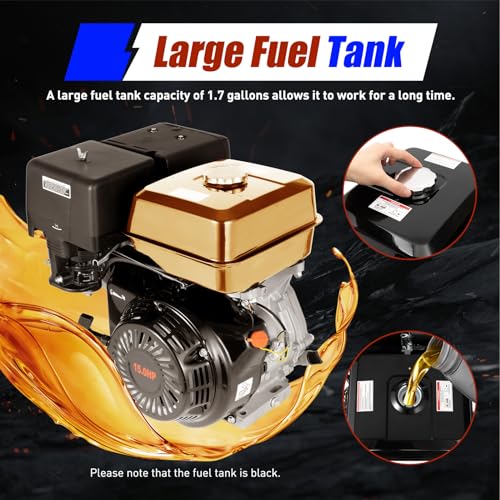 420CC 15HP Gas Motor Engine, 4 Strokes OHV Horizontal Shaft Recoil Start Motor, 3600RPM Manual Recoil Start Gasoline Engine for Go Kart, Compressors, Trenchers - Image 6