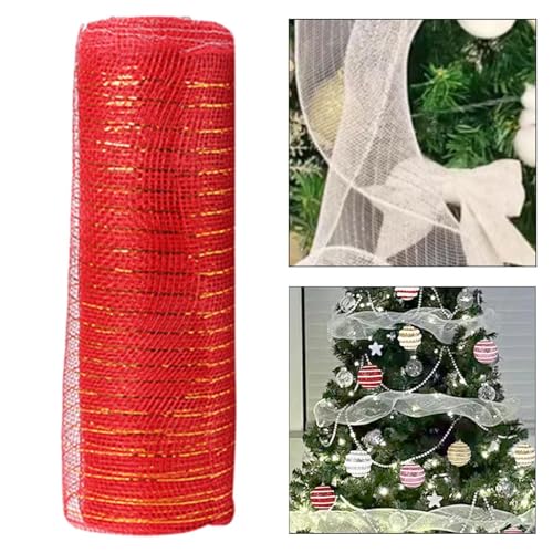 rockible Fita de malha para Natal, 10 jardas, ideal para decoração e embrulho, Style C