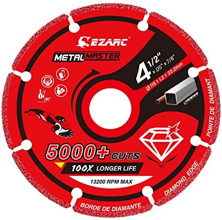 EZARC Diamond Cutting Wheel 4-1/2 x 7/8 Inch for Metal, Cut Off Wheel with 5000+ Cuts on Rebar, Steel, Iron and INOX