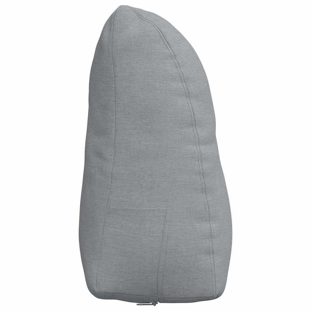 Cojín de respaldo gris claro, 45 x 24 x 50 cm, tejido aterciopelado, cojín ergonómico en cuña con fijación de botones y funda extraíble para cama, sofá, salón y oficina en casa
