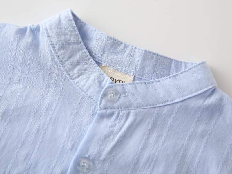 Boys Short Sleeve Button Down Oxford Dress Shirts Summer Casual Clothes (Blue,18 Months)
