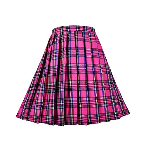 Image of Sunny Fashion Girls Skirt Kids School Uniform Set Red Tartan Pleated Hem Skirt