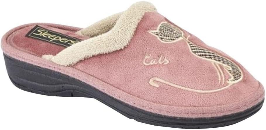 Boulevard Womens/Ladies Cat Motif Cuff Mule Slippers