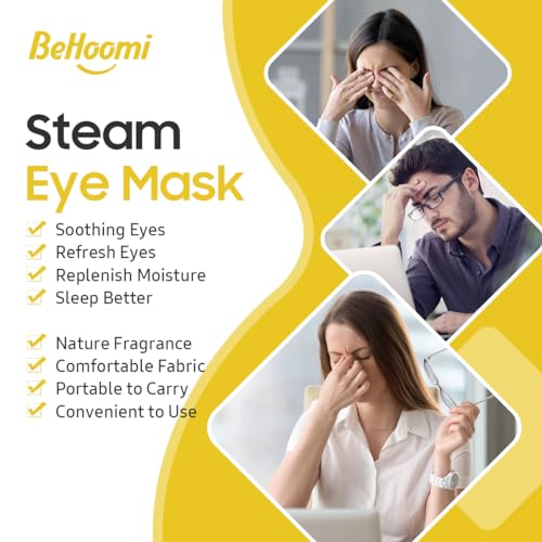 BeHoomi Steam Eye Mask, 10 Packs Heated Eye Mask, Self Heating Disposable SPA Warm Compress for Eyes Sleep Mask, Soothing Moist Heat Eye Masks, Travel Essentials & Relaxation Gifts - Image 4