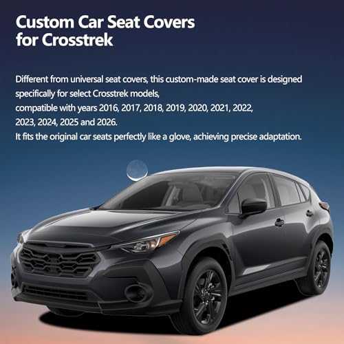 Image of Fit Crosstrek Car Seat Covers for Subaru Crosstrek 2016-2025 2026 - Upgraded Premium Waterproof & Breathable Leather, Airbag Compatible, All-Weather Seat Cushion Protector (Full Set, Black)