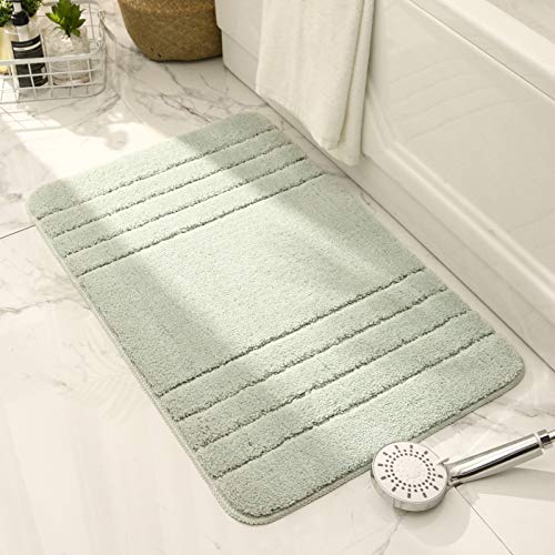 Badezimmerteppich Mintgrün Teppich Weich Flauschig Badematte Saugfähig Schmutzfangmatte Badteppich Mikrofaser Badvorleger rutschfest
