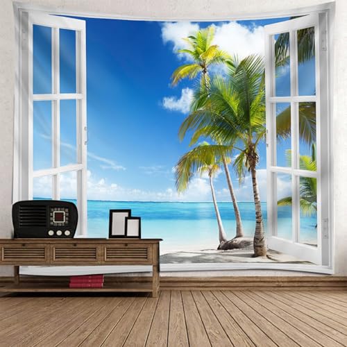 Tapiz para colgar en la pared RDSGYZ de 150 x 150 cm con estampado de playa