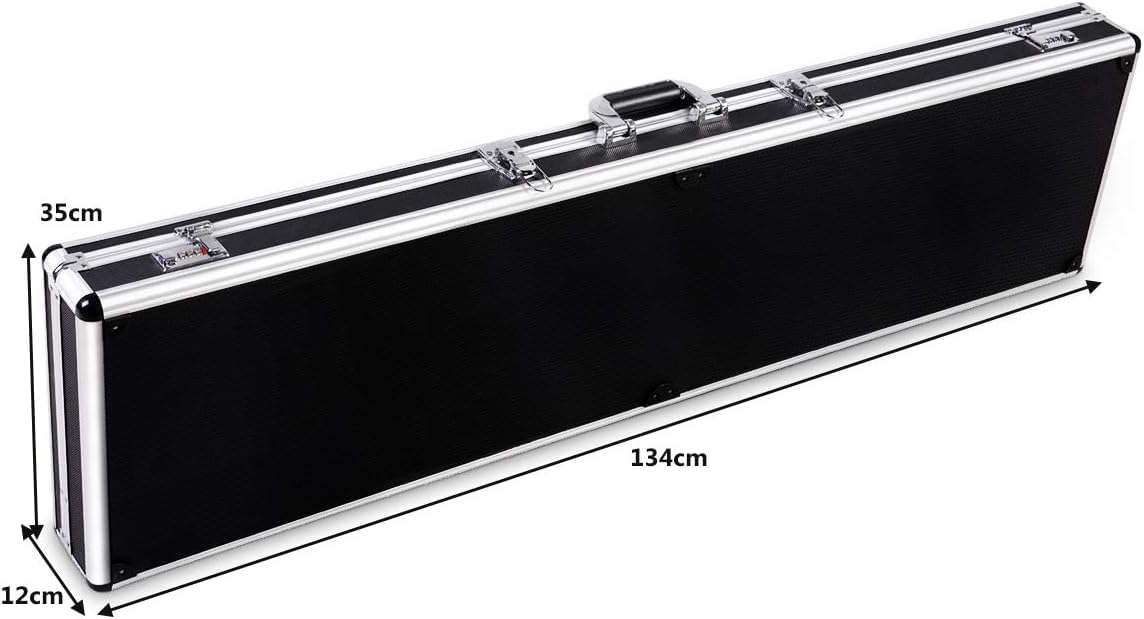 GOPLUS Estuche para Rifle, Estuche de Aluminio para Arma Larga, Estuche para Rifle con 2 Cerraduras de Combinación, Caja Impermeable Protectora, Transporte Práctico, 134 x 35 x 12CM