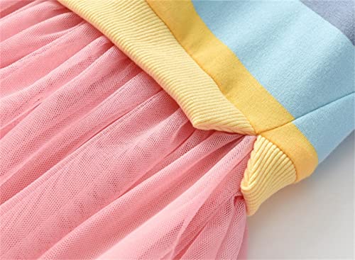 Vestido infantil para meninas de 1 a 6 anos de idade, vestido de princesa listrado arco-íris de fest